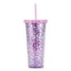 thumbnail image 1 of Vaso de plástico de doble capa de 700ml, vaso de paja con purpurina y lentejuelas transparente simple, vaso de agua de gran capacidad, 1 of 5