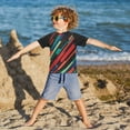 thumbnail image 3 of FORMRS Boys Rash Guard with Short Sleeves UPF 50+ Swim Shirts Sizes 3-12T, Blue Abstract Lines, 3 of 6