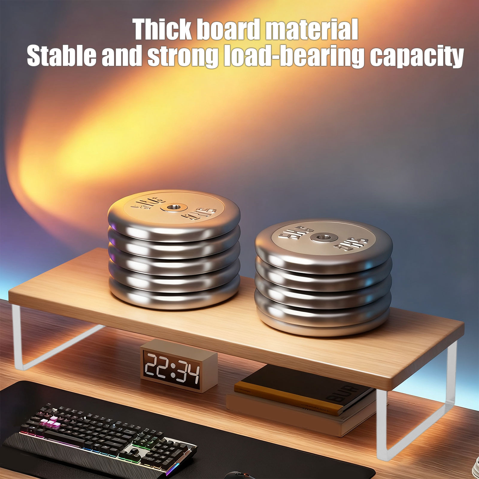 Monitor Riser Stand for Desk with Storage Shelf, Wood Desktop Organizer for Computer Monitor, Laptop, Printer, Home Office Desk Accessories, 11.81x7.87x3.15 inch