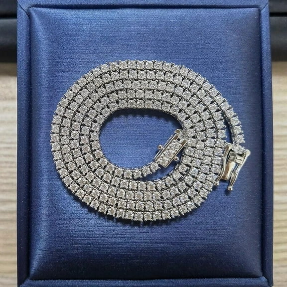 4MM 12.50Ct Round-Cut Lab-Created Diamond Tennis Necklace 14K White Gold Plated 18'