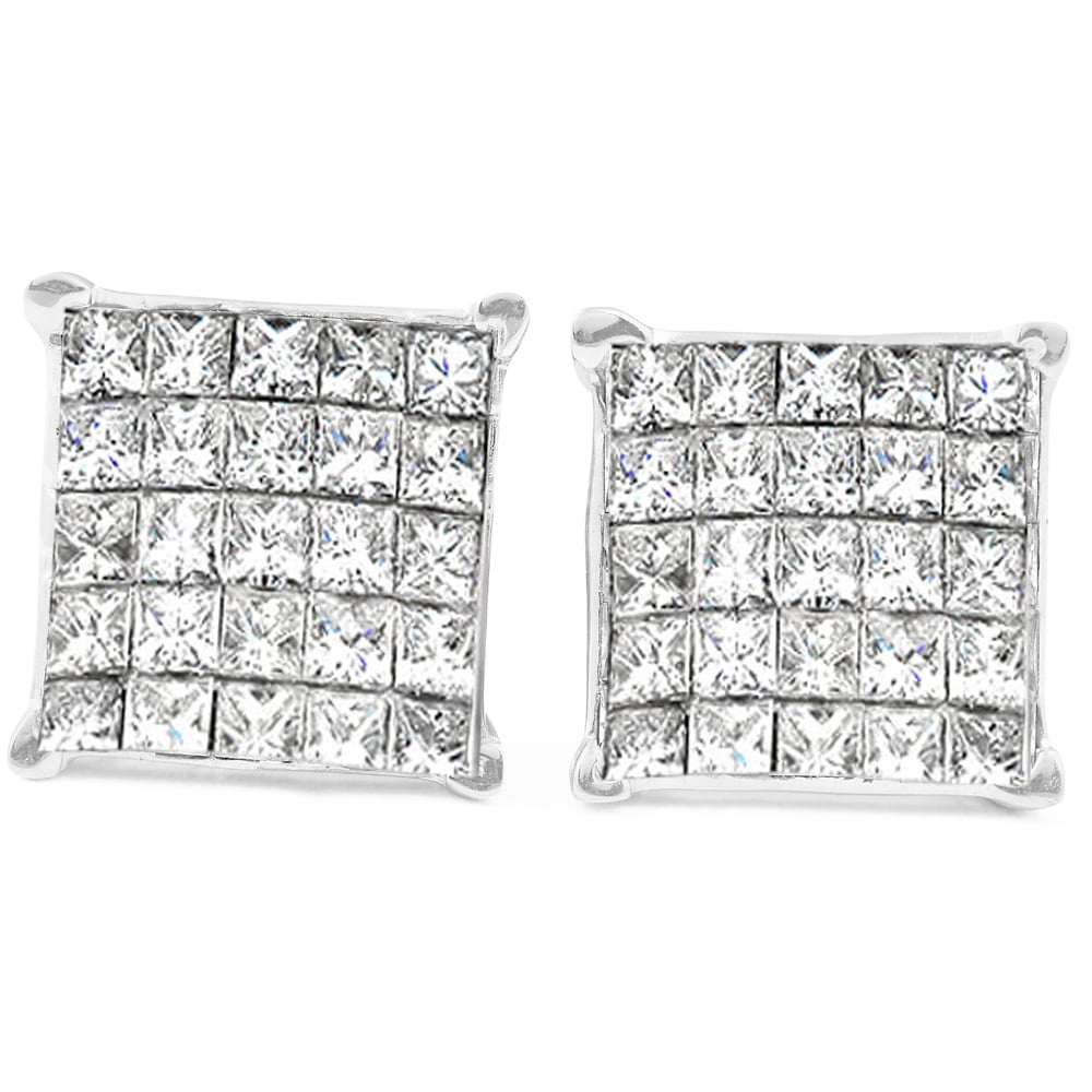 0.20TCW Real Round Cut Diamond Hoop Earring In 14k White Gold 