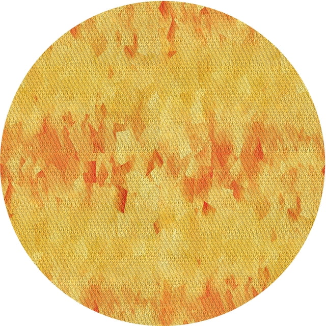 Ahgly Company Indoor Round Patterned Gold Yellow Area Rugs, 5' Round