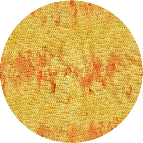Ahgly Company Indoor Round Patterned Gold Yellow Area Rugs, 5' Round