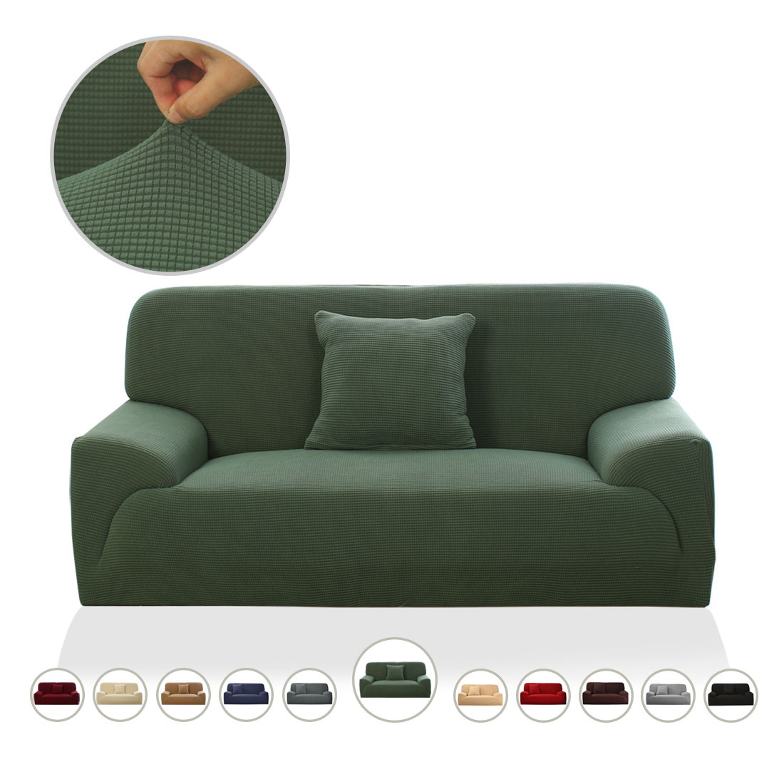 Unique Bargains 1Piece Jacquard Textured XL Sofa Slipcover, Green