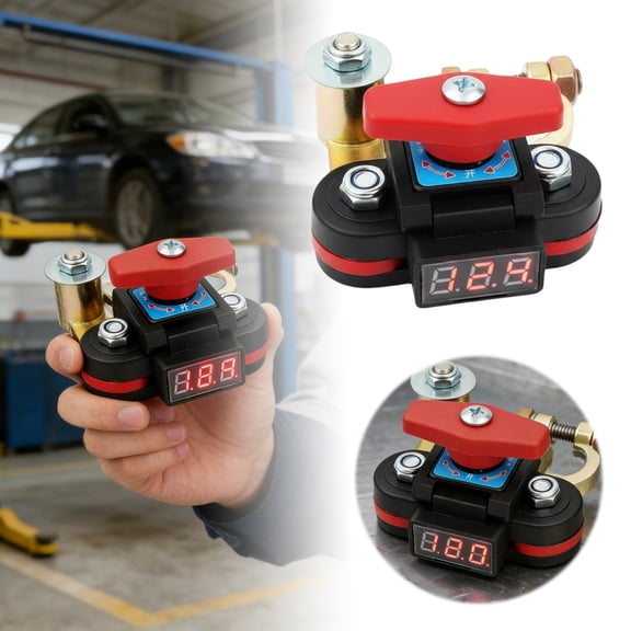 Car Battery Cut Off with Voltage Display for Universal Vehicle Power Disconnect and