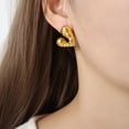 thumbnail image 2 of 18K Gold Plated Stainless Steel heart earrings, Minimalist and stylish, Light up your elegant temperament, 2 of 5