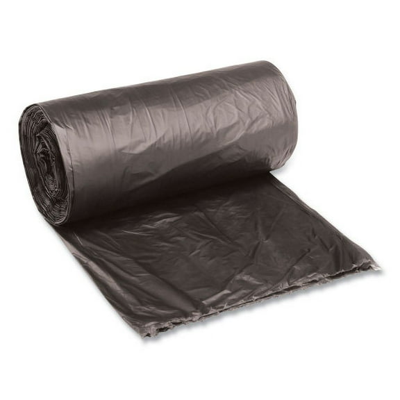 Boardwalk Low-Density Waste Can Liners, 10 gal, 0.35 mil, 24" x 23", Black, 25 Bags/Roll, 10 Rolls/Carton