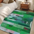 thumbnail image 4 of 3'x5' Rug for Living Room Bedroom, Green Geometric Washable Area Rugs Non-Slip Carpet Mats, Abstract Art Modern Painting Indoor Low Pile Area Rug Runner for Kitchen, Mudroom, 4 of 8