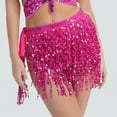 thumbnail image 4 of QATAINLAV Women's Sequin Tassel Skirt Wrap Belly Dance Sparkling Skirts Fringe Hip Scarf for Festival Wedding Party, Hot Pink,, 4 of 5