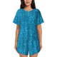 thumbnail image 1 of Fotbe Blue Glitter Conjunto de Pijama Estampado para Mujer, 2 Piezas, Ropa de Dormir con Camiseta de Manga Corta y Shorts Suaves-Large, 1 of 6