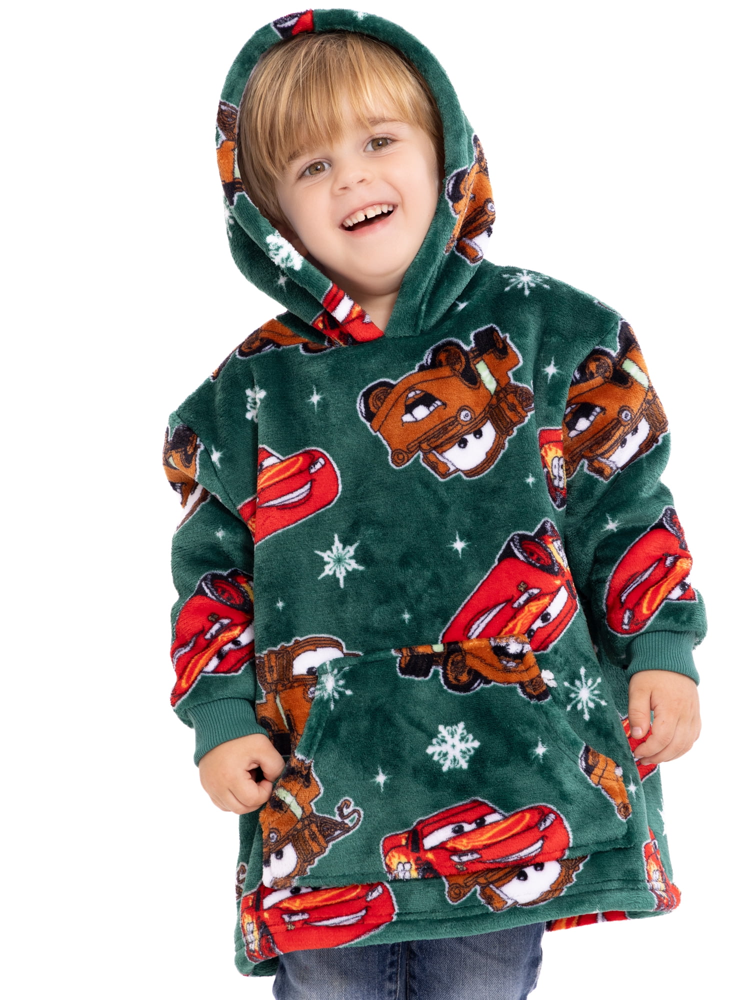 Disney Pixar Cars Toddler Boys Cozy Hoodie with Faux Shearling Lining, Sizes 12M-5T
