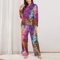 thumbnail image 2 of Gukieu Rainbow Melting Ice Cream Print Women's Long Sleeve Pajama Set, Button Top Elastic Pocket Pajama Pants Two Piece Set Home Wear-Medium, 2 of 7