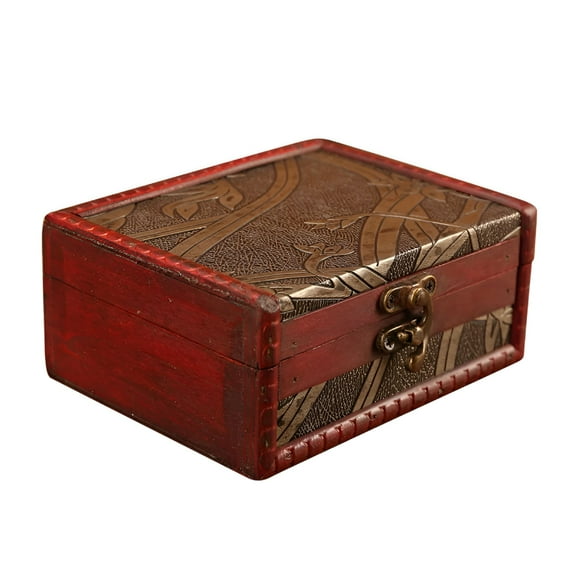 LAMIRO Jewelry Box Vintage Wood Box with Mini Metal Lock for Storing Jewelry Gifts for Women Men Mom Dad