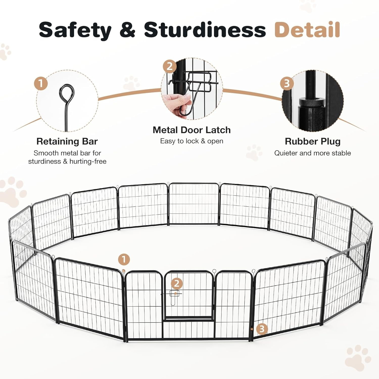 Heavy-Duty Iron Dog Playpen – 8 Panels 40” Durable, Rust-Resistant Pet Fence for Indoor & Outdoor Use, Secure & Spacious Pet Play Area for Dogs, Puppies & Small Animals
