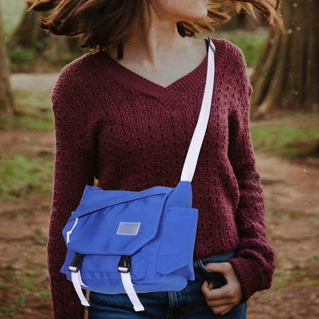 MOKKHNB Blue Canvas Crossbody Bag Large Capacity Retro Messenger Bag for Shopping