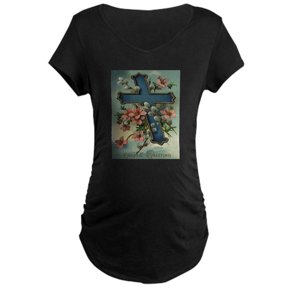 CafePress - Blue Cross Card Maternity Dark T Shirt - Maternity Dark T-Shirt