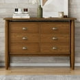 thumbnail image 2 of Modern 6-Drawer Double Dresser Storage Cabinet Mid Century Storage Organizer Closet for Living Room Bedroom Walnut, 2 of 6