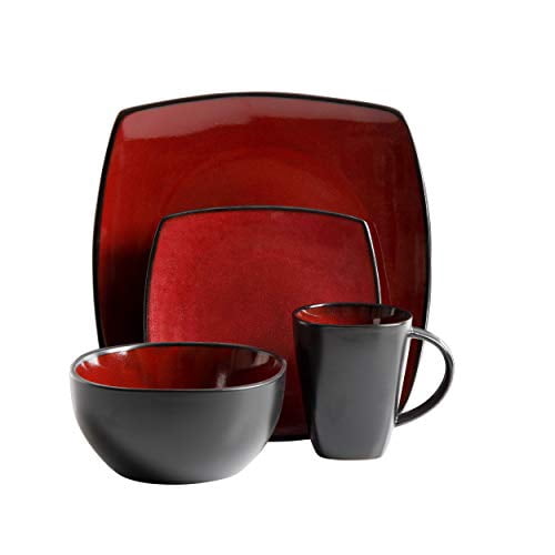 Gibson Elite Soho Lounge Reactive Glaze Stoneware Dinnerware set, Bella, Red