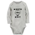 thumbnail image 2 of iDzn Worth The Wait Funny Rompers, Newborn Baby Unisex Bodysuits, Infant Jumpsuits, Toddler Kids Long Sleeve Oufits (Gray, 0-6 Months), 2 of 5