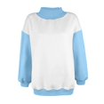 thumbnail image 5 of TQWQT Women Mock Neck Sweatshirt Loose Drop Shoulder Color Block Raglan Long Sleeve Tops Soft Contrast Sleeve Casual Pullover Shirts Light Blue XL, 5 of 8
