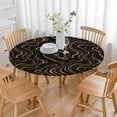 thumbnail image 3 of Black Gold Marble Pattern Round Fitted Tablecloth with Elastic Edge,Dining Table Cover Waterproof,Outdoor Round Tablecloth for Camping,Dining,Indoor and Outdoor, 3 of 7