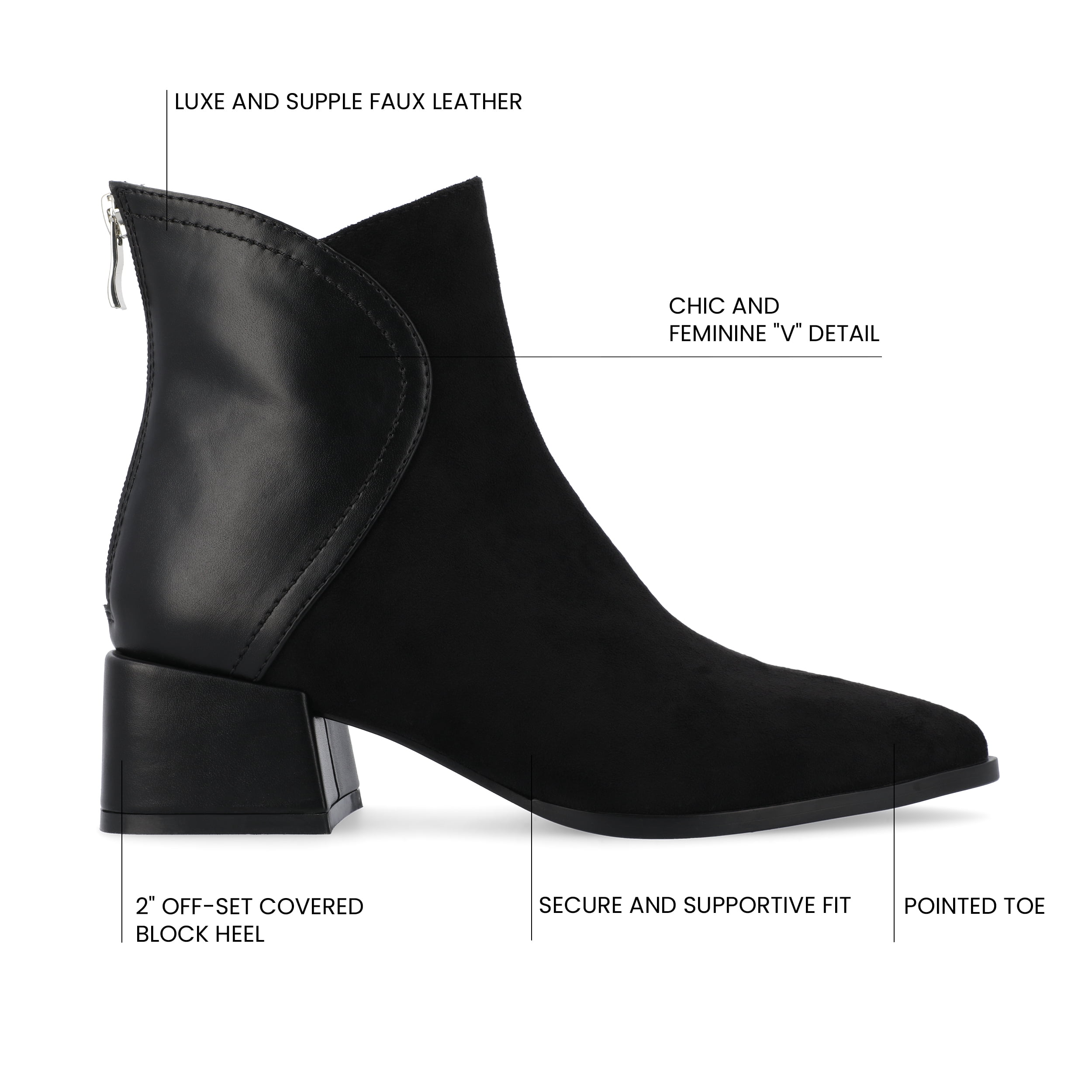Journee Womens Consuello Two Tone Pointed Toe Booties, Widths Available