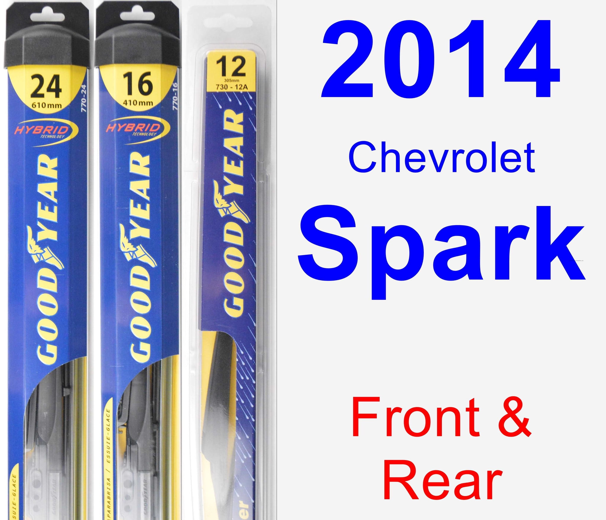 2014 Chevrolet Spark Wiper Blade Set/Kit (Front & Rear) (3 Blades
