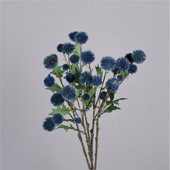 Artificial Globe Thistle Stem, Faux Spherical Blue Thistle Flower for Vase Arrangement, Home Table, Farmhouse, Wedding and Indoor Outdoor Decor