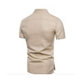 thumbnail image 4 of BXINGOHAI Men's Fashion Henley T-Shirt Short Sleeves Classic Henley Shirt Buttons Crewneck Pullover Top Khaki,XL, 4 of 4