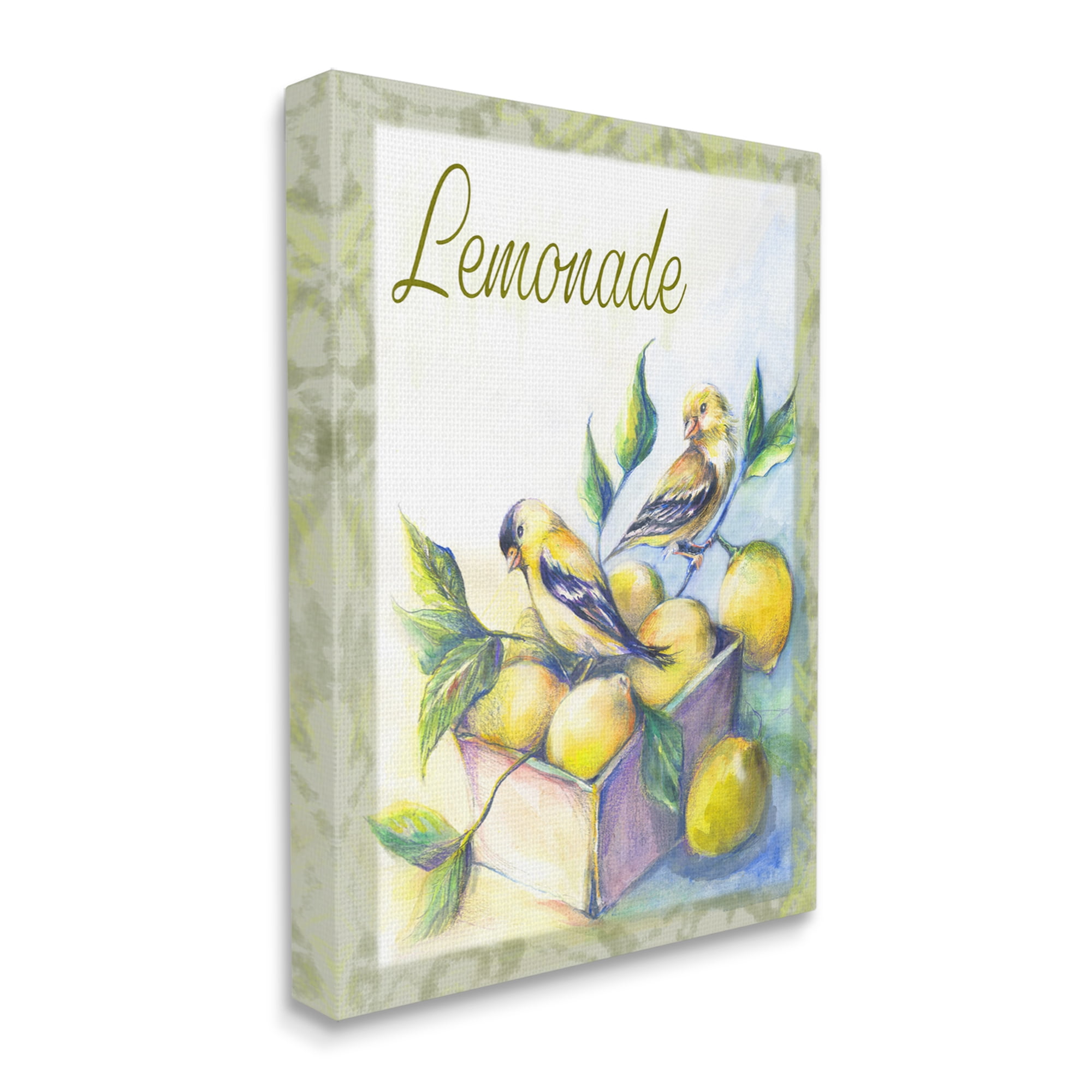 Stupell Industries Lemonade Phrase with Canaries Food & Beverage Painting Gallery Wrapped Canvas Art Print Wall Art, 24 x 30
