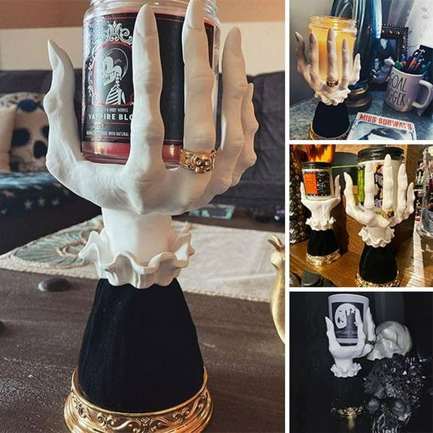 yotyukeb Halloween Decoration Witch Hand Candlestick Halloween Palm Candle Holder,Candle