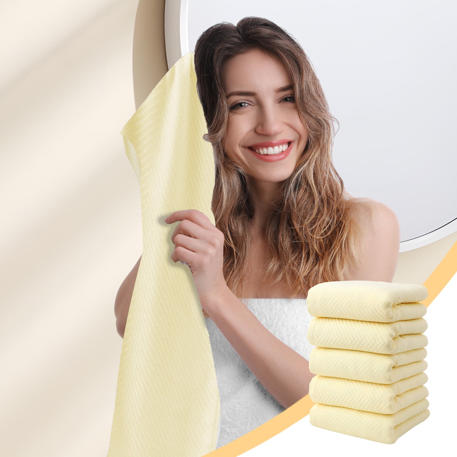 Stijggn 5pcs Bath Towels Save on Towels American Soft Linen Luxury Hand Towels for Bathroom, 600 GSM Hand Face Towels for Home & Bathroom