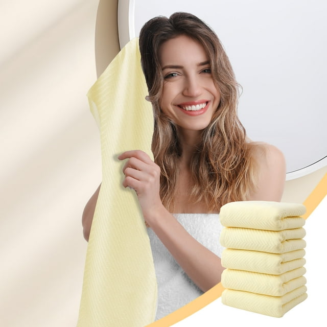 COM1950s Quick Drying Cotton Towel Set,Soft and Absorbent with Non-Shedding Design,5-Piece Bath Towels Size 29.5X13.8 Inch,for Adults Home Use Spa Pool and Gym