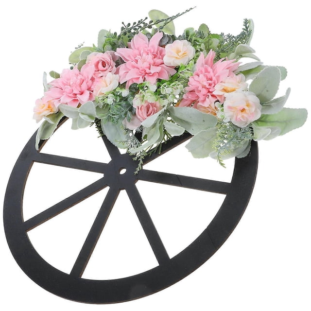 Spring Wreath with Realistic Leaves for Front Door or Wall Decoration Multi Color Cloth and Wood 12.5 inches