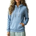 thumbnail image 3 of Tqcoqu Women's Quarter Zip Hoodie,Drawstring Hood Long Sleeve Pullover Sweatshirt with Kangaroo Pocket,Casual Fall Winter Solid Top, 3 of 6