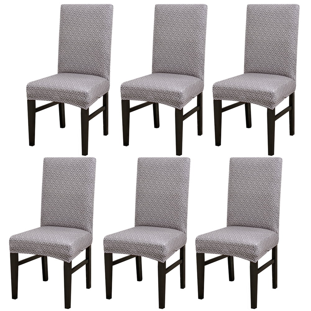 1Pcs/6Pcs Stretch Spandex Short Slipcover Dining Chair Cover Color Gray