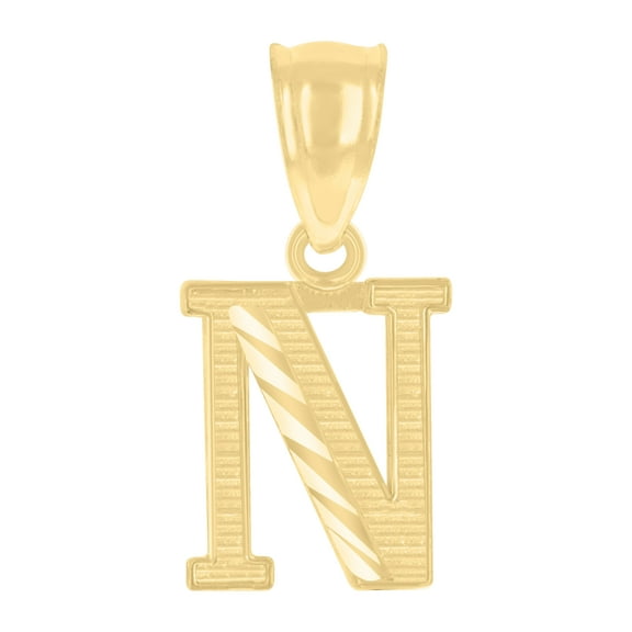 10kt Real Yellow Gold Unisex Initial Letter "N" Charm Pendant