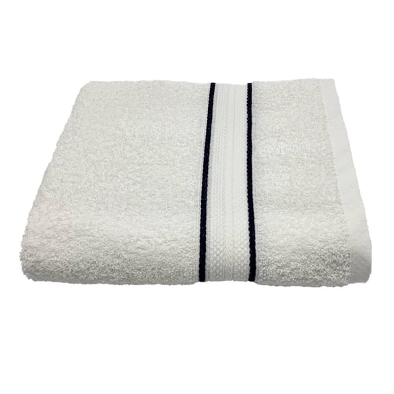 Toalla Cottonella Medio Cuerpo Blanca con Cenefa Marino 70x130 cm