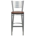 thumbnail image 2 of HERCULES Series Silver Slat Back Metal Restaurant Barstool - Cherry Wood Seat, 2 of 5