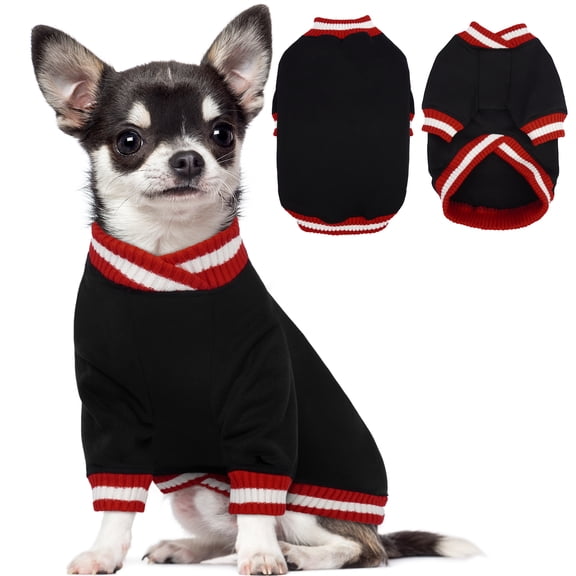 Kuoser Dog Winter Sweater, Cute Pet Pullover Vest, Soft and Thick Sweatshirt for Dogs and Cats, Black, S
