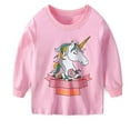thumbnail image 5 of WIBACKER 2-7T Kids Girls Pajamas 2 Pieces Long Set Cotton Sleepwear Toddler Cartoon Pajamas Unicorn Daily Pjs, 5 of 6