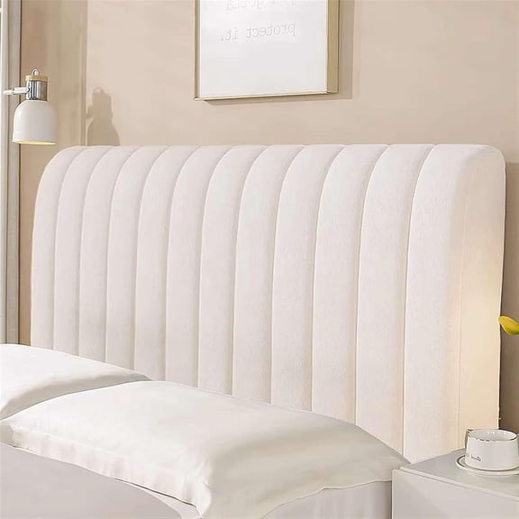 RotHome Stretch Headboard Covers for Queen Size Bed, Knit Fabric Headboard Slipcover, Thick Dustproof Protector Cover for Bedroom Furniture, Fit 59.1 Inches Wide, Ivory