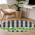 thumbnail image 4 of Small Round Rug 3Ft Washable Non-Slip, St. Patrick's Day Circle Area Rugs for Living Room Bedroom, Green Shamrock Grasses Black White Plaid Indoor Floor Mats Carpet Runner for Home Decor, 4 of 8