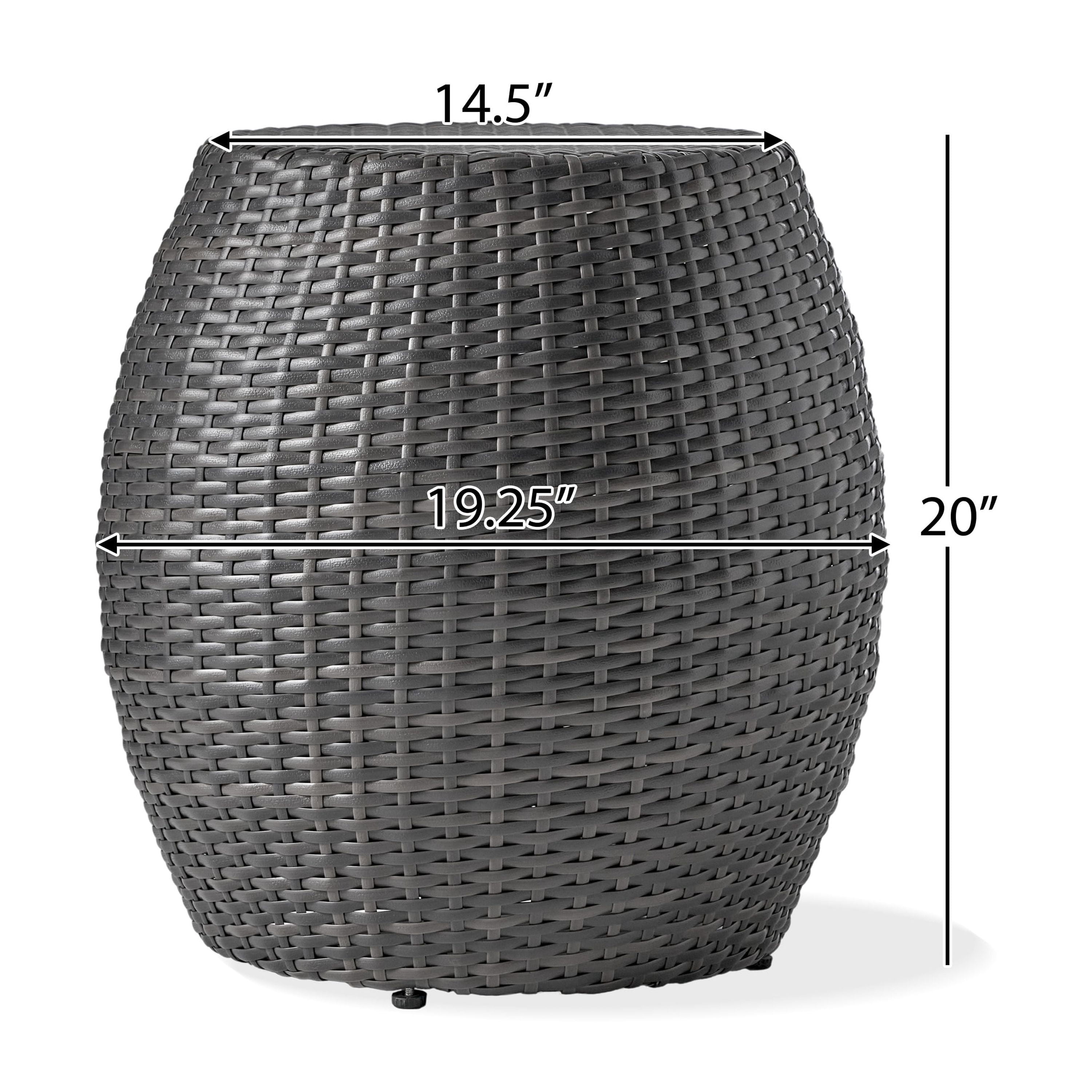 Cambria Outdoor Wicker 14 Inch Side Table, Grey