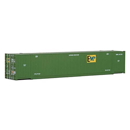 Walthers Alaska Marine Lines 53’ Corrugated Side Container – Ready-to-Run Model Train Accessory, Green/Yellow, HO Scale