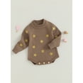 thumbnail image 3 of Wassery Infant Baby Girls Boys Knitted Romper Fall Clothes Stars Print Long Sleeve Bodysuits 6M 9M 12M 18M Newborn Jumpsuit Outfit 0-18M, 3 of 8