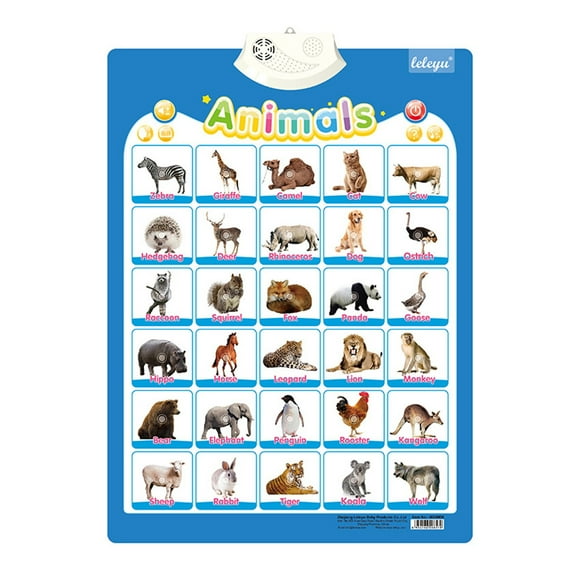 Electronic Animal Words Sound Chart, Educational Talking Poster For Kids To Learn English Vocabulary, Fun Interactive Toy With Music And Game Modes