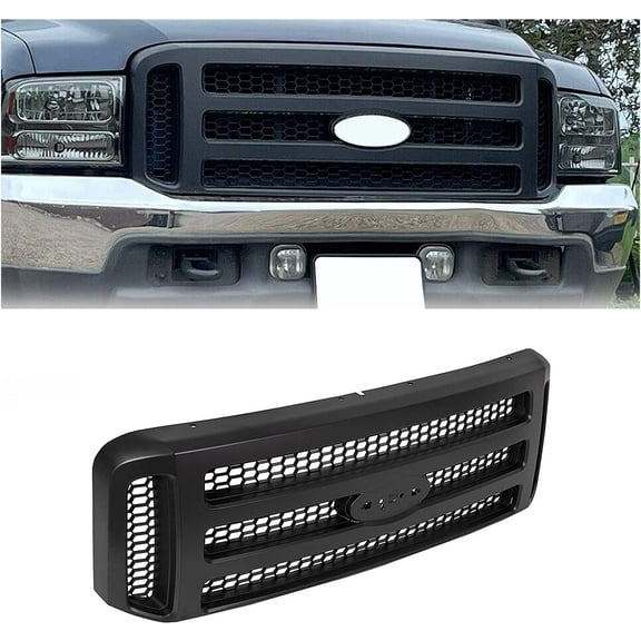Kojem Front Grille Grill Mesh Style Assembly for 1999 2000 2001 2002 2003 2004 F250 F350 Super Duty Excursion