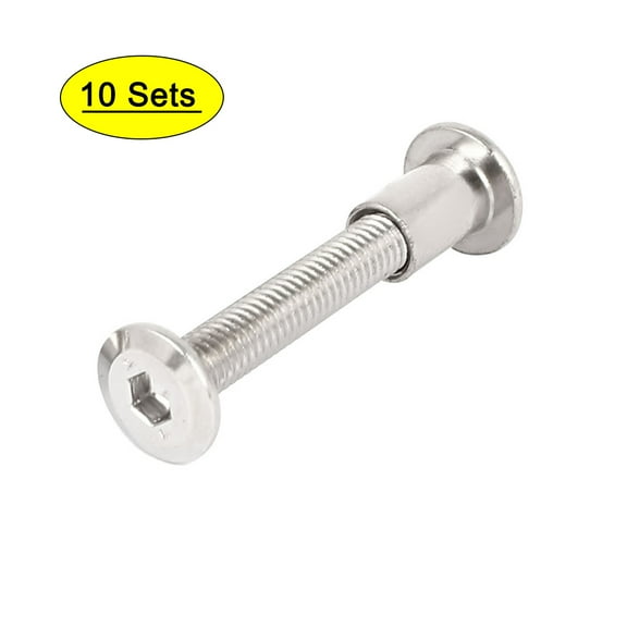 Uxcell M6 x 40mm Hex Socket Head Nut Countersunk Screw Bolt Fasteners (10 Sets)