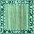 thumbnail image 1 of Ahgly Company Machine Washable Indoor Square Oriental Turquoise Blue Modern Area Rugs, 6' Square, 1 of 4